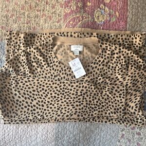 J. Crew Beige & Black Animal Print Teddie Sweater NEW Size L